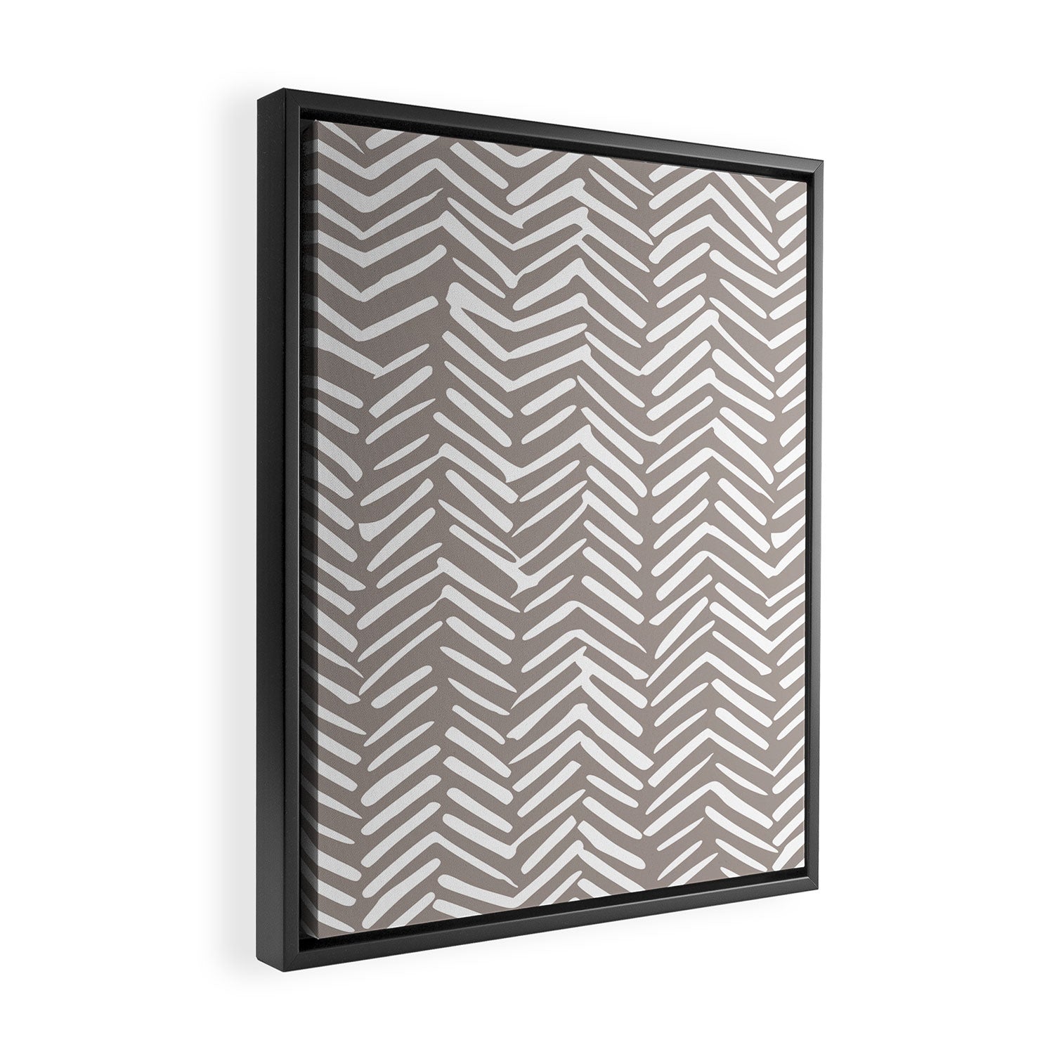 Abstract Herringbone Pattern, Rustic, Light Brown Framed Canvas Print Gallery Image 2