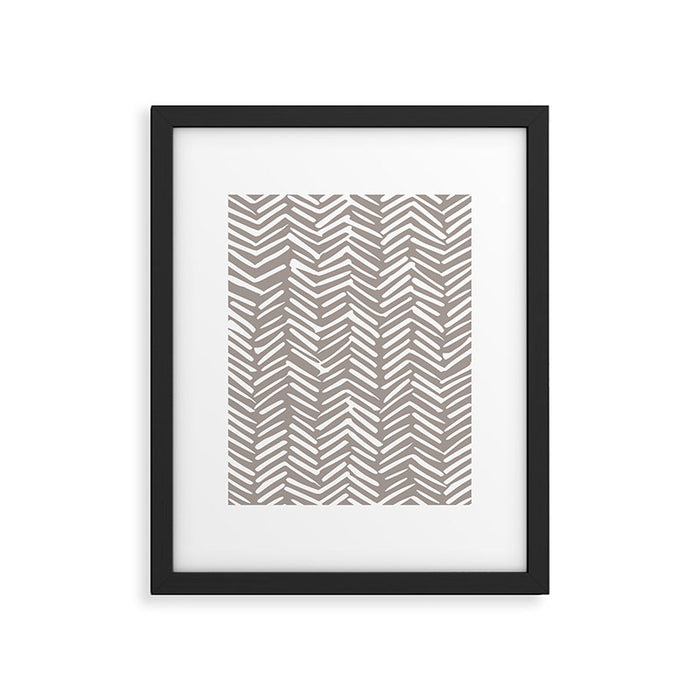Abstract Herringbone Pattern, Rustic, Light Brown Framed Art Print Gallery Image 1