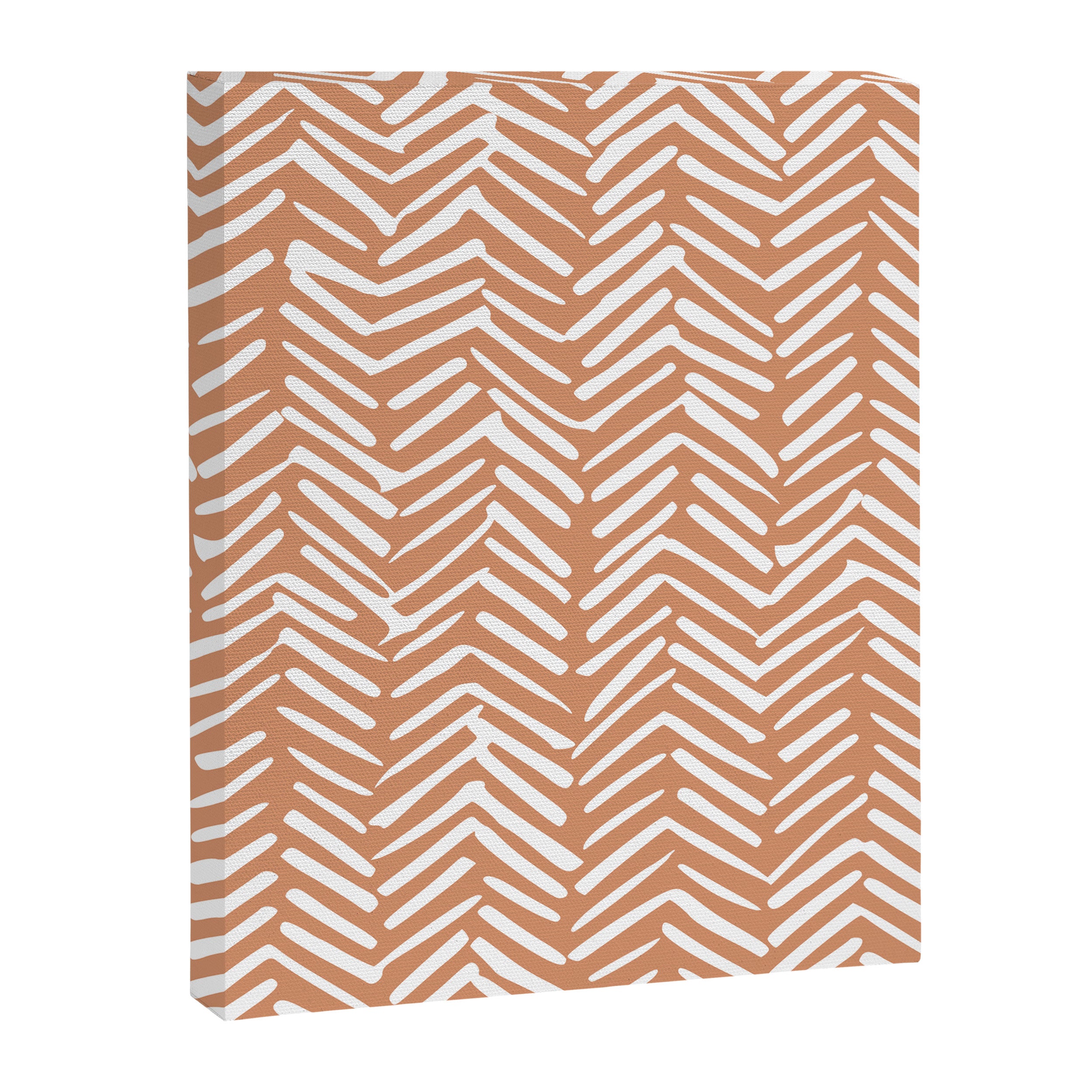 Abstract Herringbone, Striped Pattern, Orange and White Canvas Print Gallery Image 8