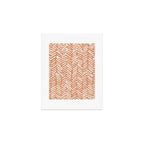 Abstract Herringbone, Striped Pattern, Orange and White Art Print Gallery Image 1