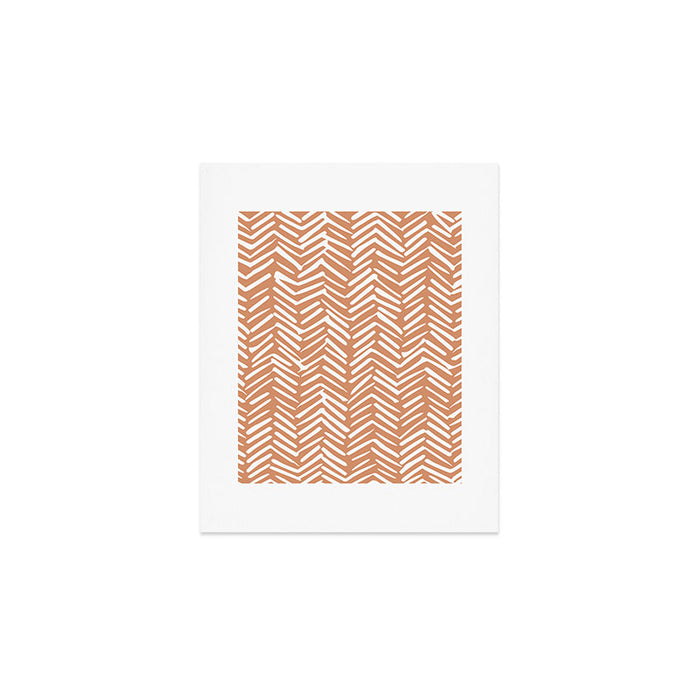 Abstract Herringbone, Striped Pattern, Orange and White Art Print Gallery Image 1