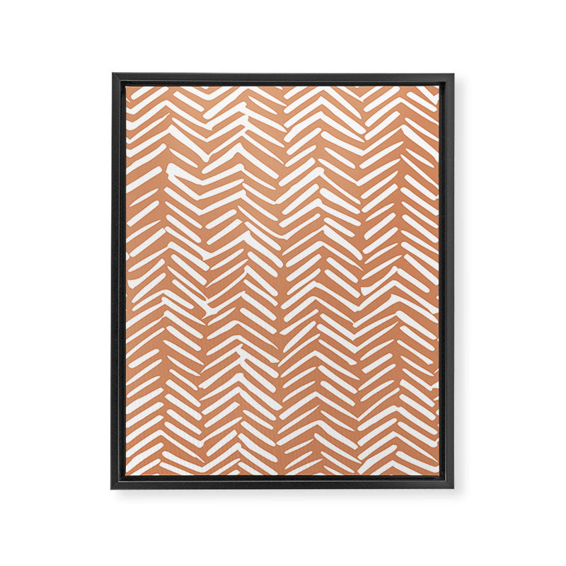 Abstract Herringbone, Striped Pattern, Orange and White Framed Canvas Print Gallery Image 8
