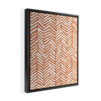 Abstract Herringbone, Striped Pattern, Orange and White Framed Canvas Print Gallery Image 2