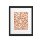 Abstract Herringbone, Striped Pattern, Orange and White Framed Art Print Gallery Image 4
