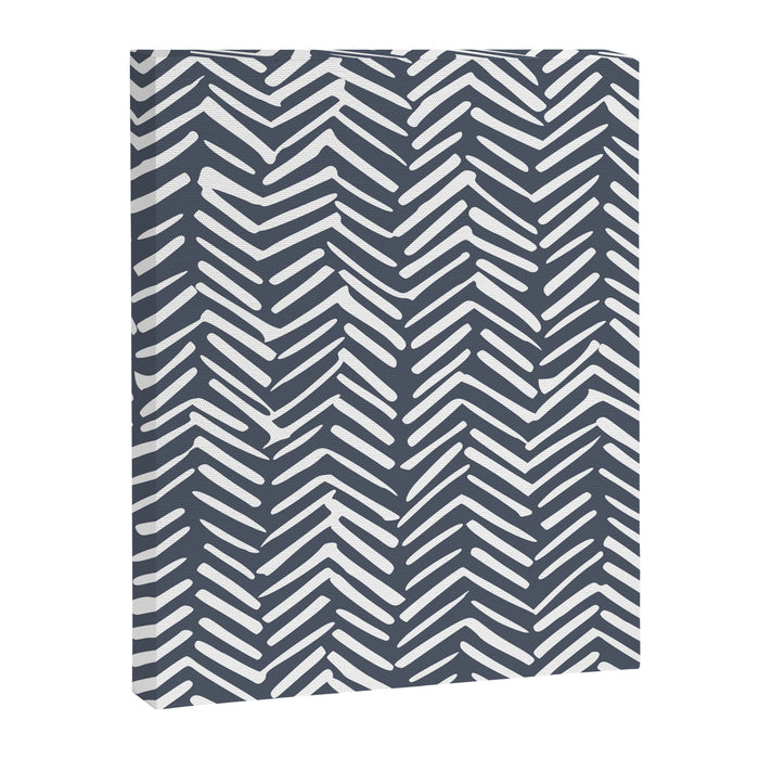 Abstract Herringbone, Striped Pattern, Blue and White Canvas Print Gallery Image 1
