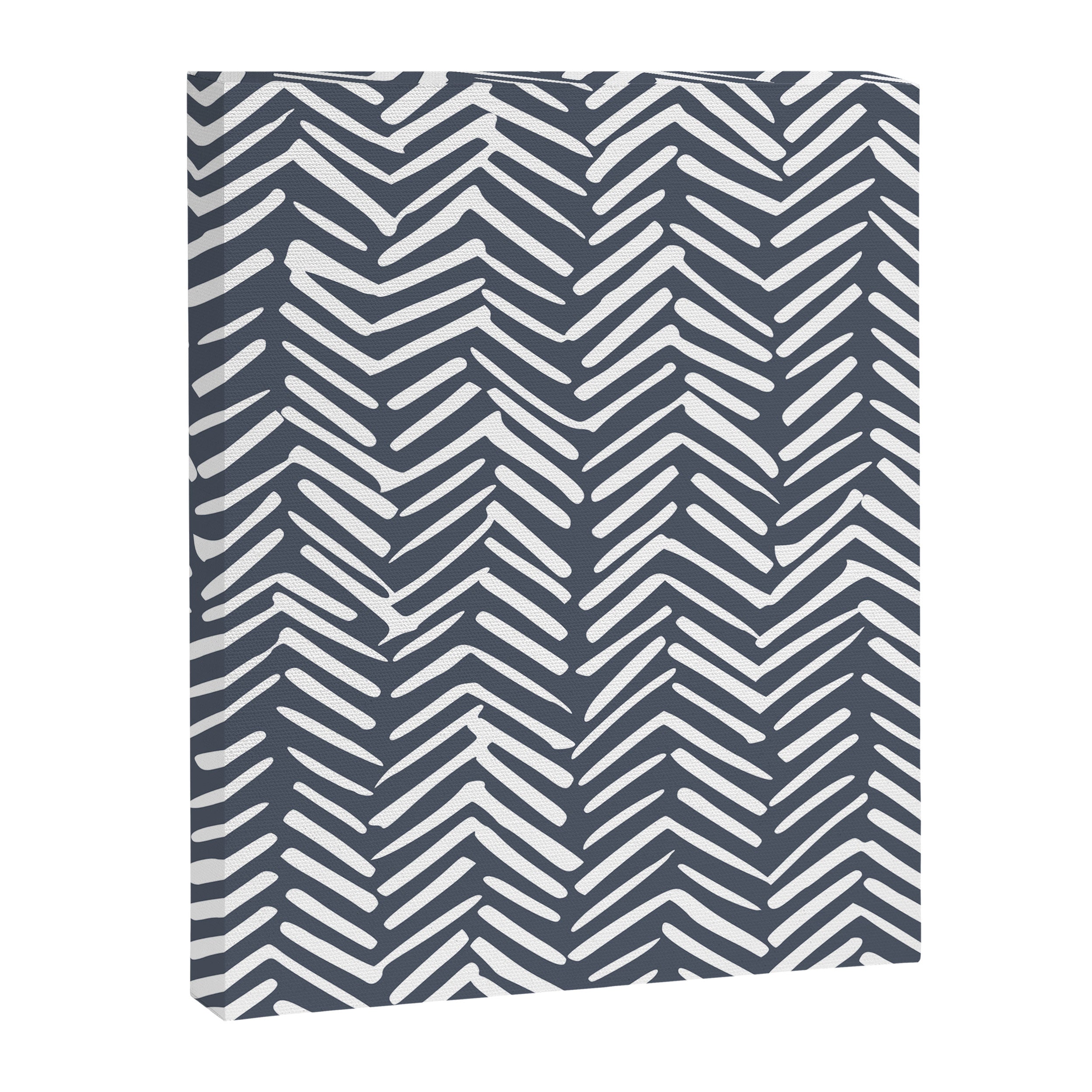 Abstract Herringbone, Striped Pattern, Blue and White Canvas Print Gallery Image 8