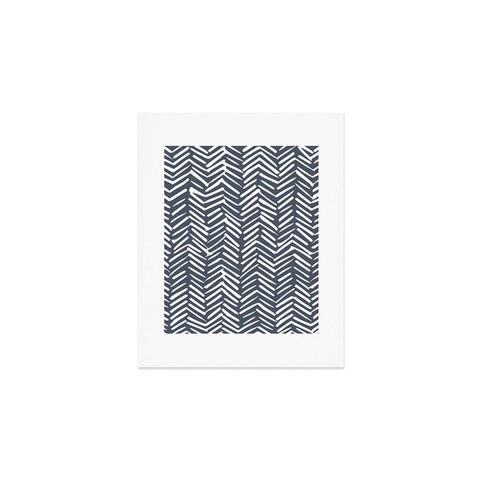 Abstract Herringbone, Striped Pattern, Blue and White Art Print Gallery Image 1