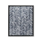 Abstract Herringbone, Striped Pattern, Blue and White Framed Canvas Print Gallery Image 8