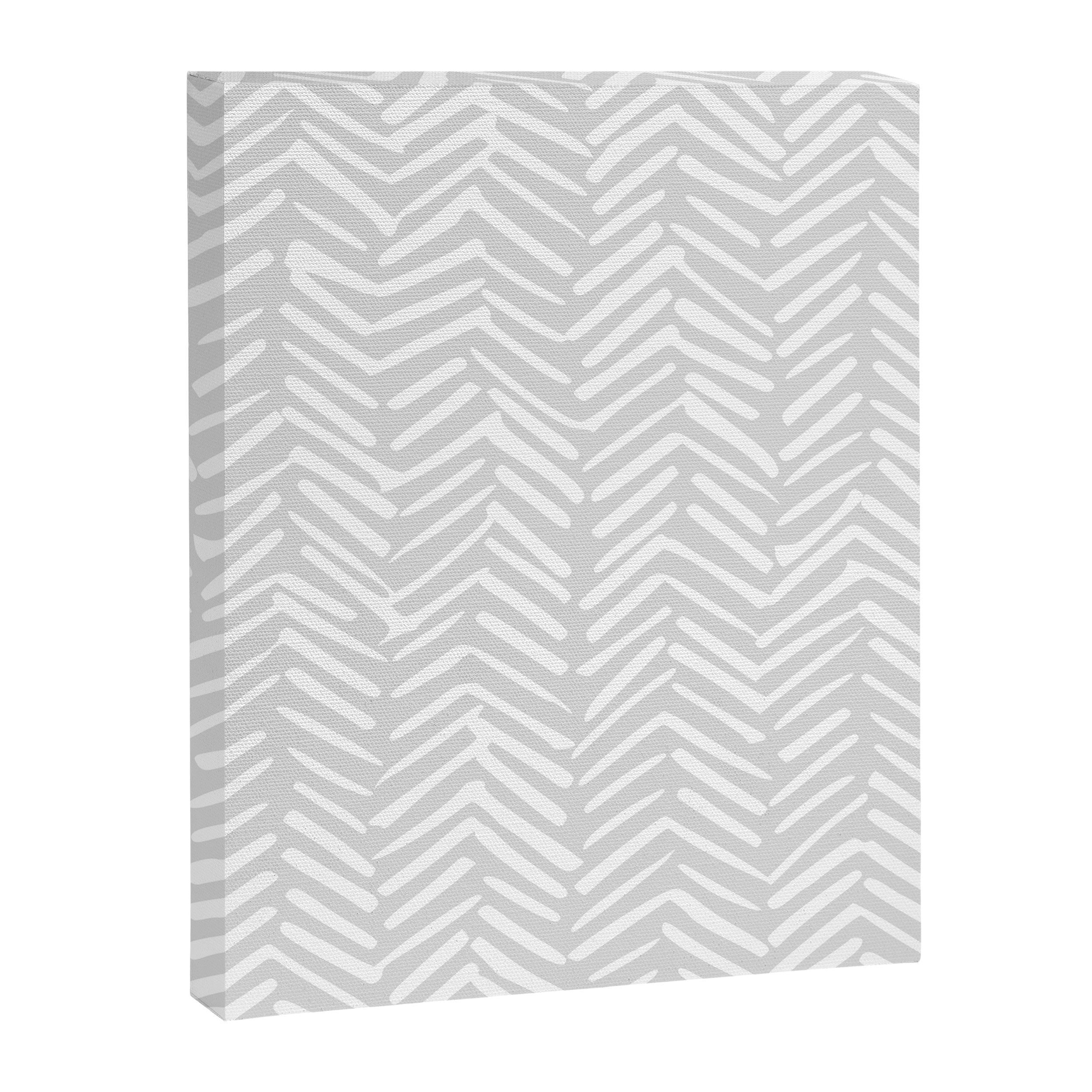 Abstract Herringbone, Striped Pattern, Gray and White Canvas Print Gallery Image 8