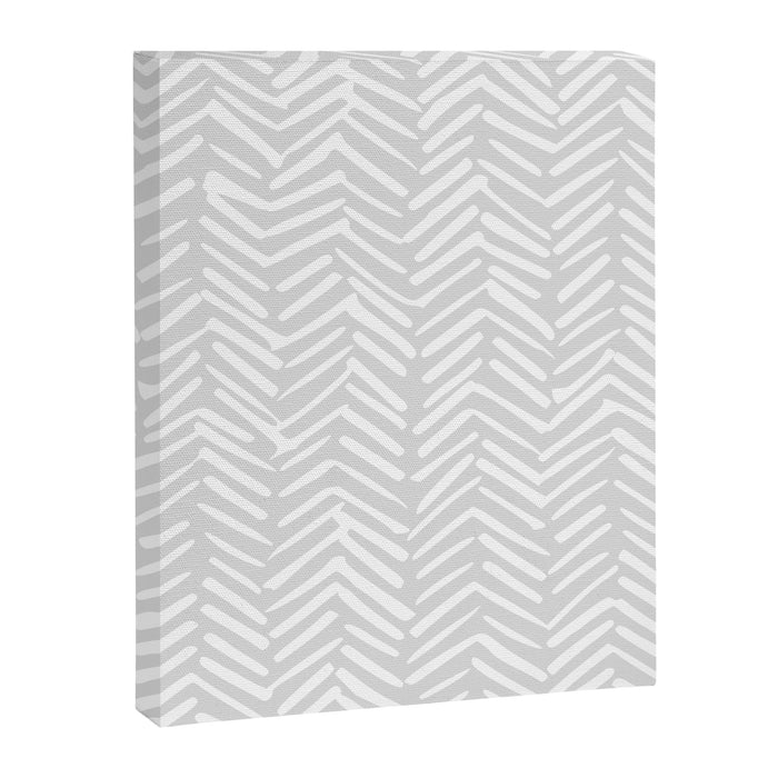 Abstract Herringbone, Striped Pattern, Gray and White Canvas Print Gallery Image 1