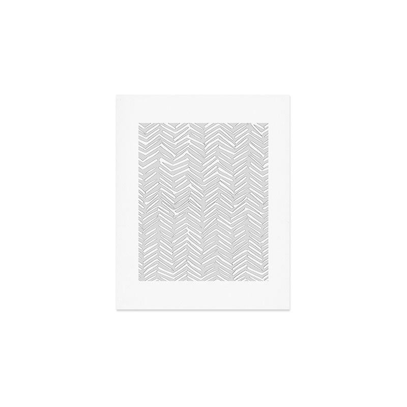 Abstract Herringbone, Striped Pattern, Gray and White Art Print Gallery Image 1