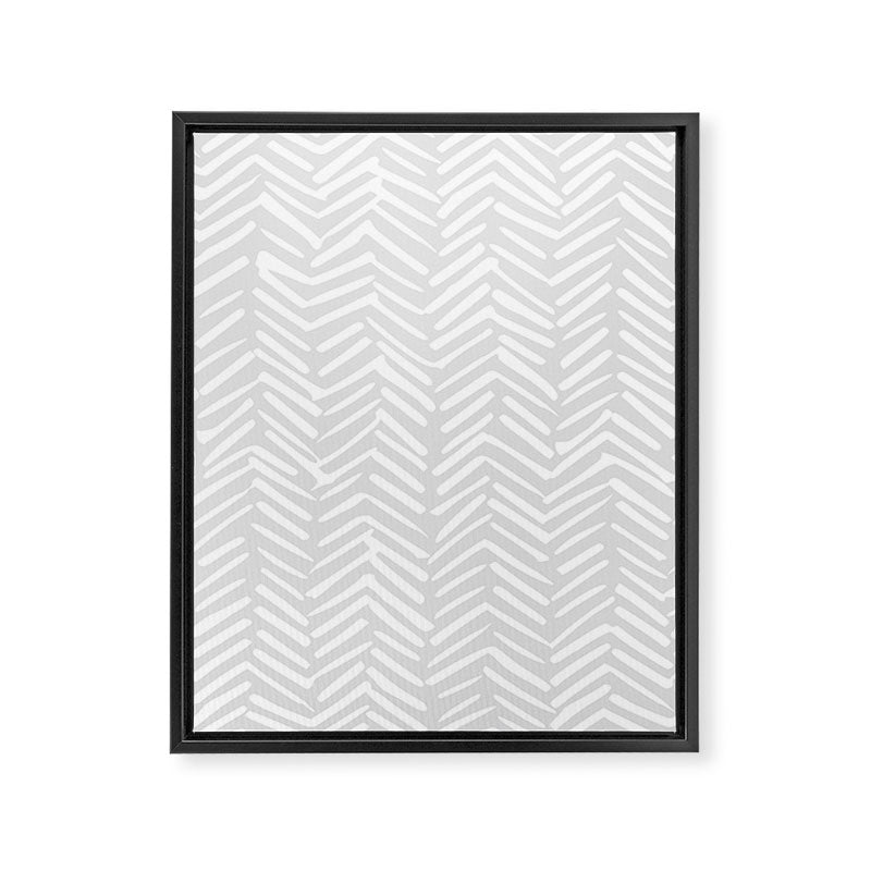 Abstract Herringbone, Striped Pattern, Gray and White Framed Canvas Print Gallery Image 8