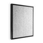 Abstract Herringbone, Striped Pattern, Gray and White Framed Canvas Print Gallery Image 2