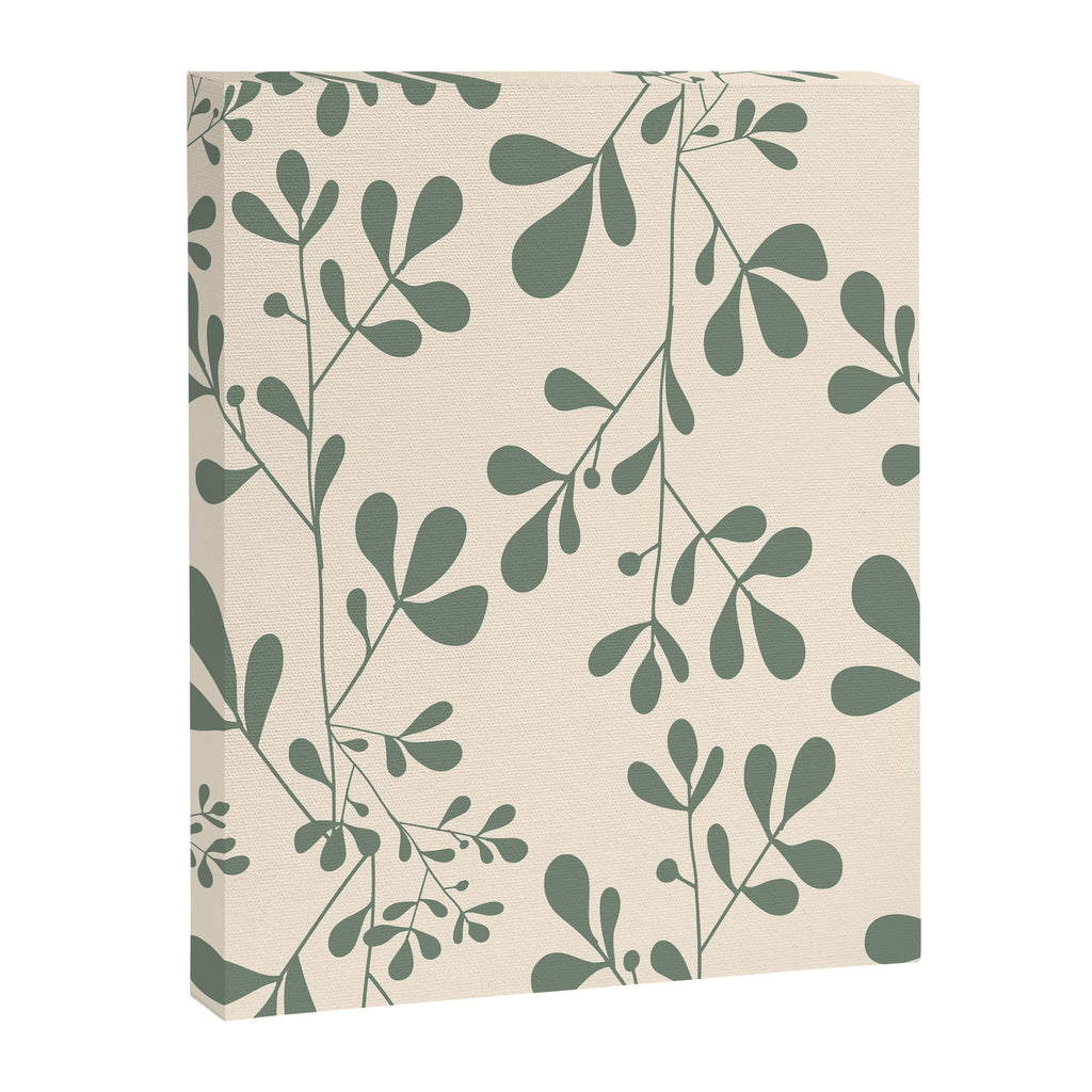 Abstract Leaves Print, Ivory and Green Canvas Print Gallery Image 8