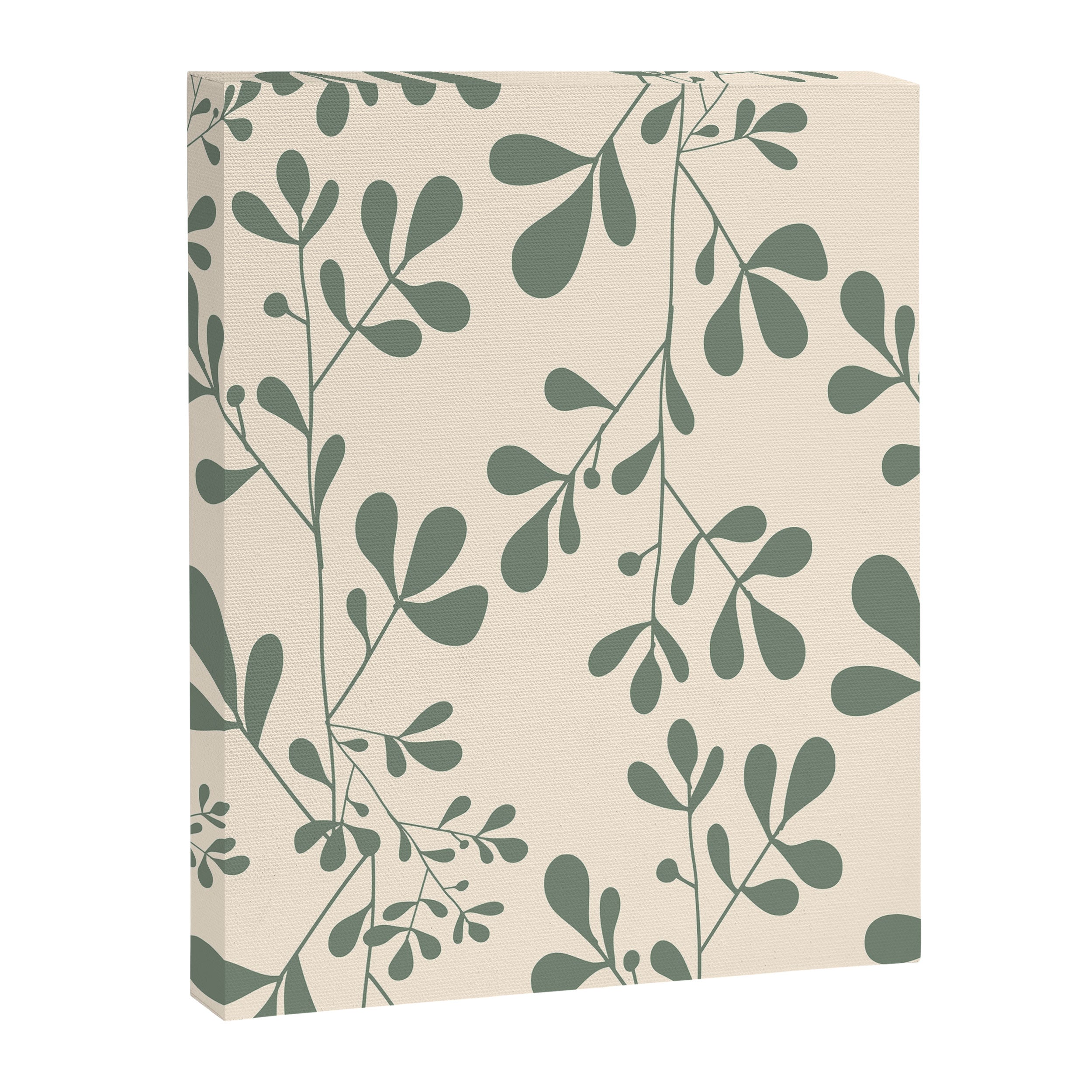 Abstract Leaves Print, Ivory and Green Canvas Print Gallery Image 8
