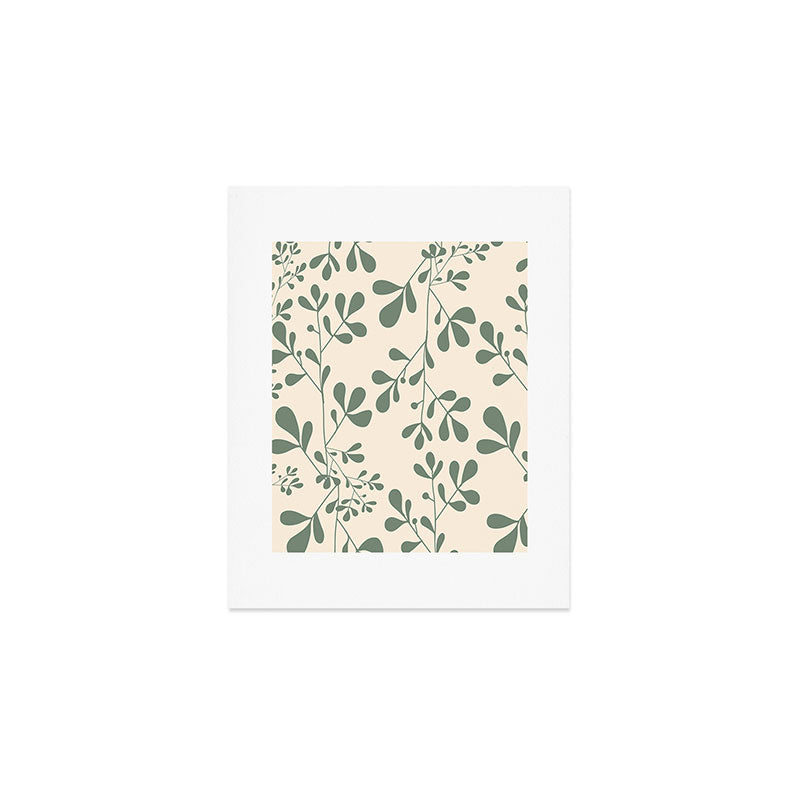 Abstract Leaves Print, Ivory and Green Art Print Gallery Image 1