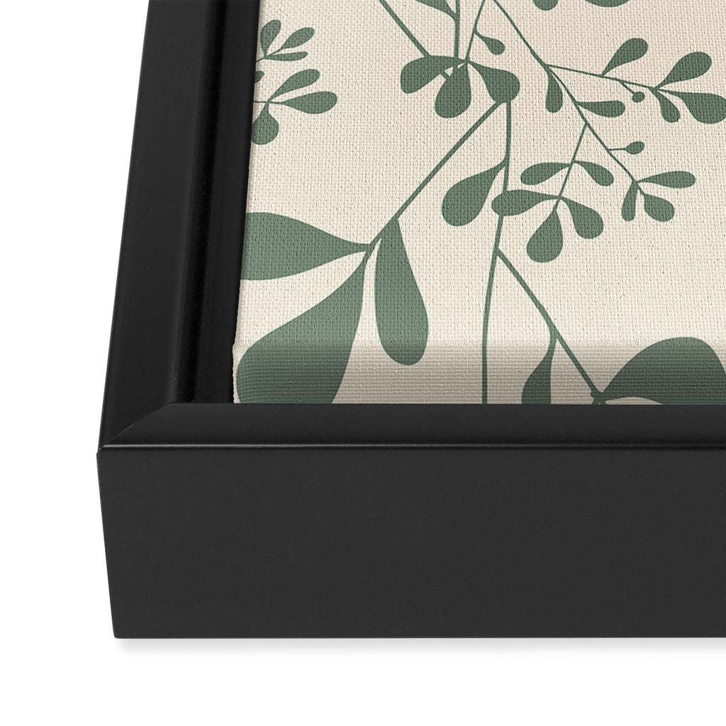 Abstract Leaves Print, Ivory and Green Framed Canvas Print Gallery Image 3