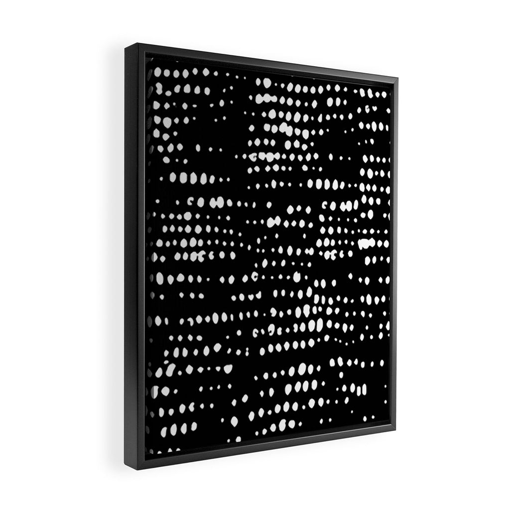 Abstract Spotted Pattern in Black and White Framed Canvas Print Gallery Image 2