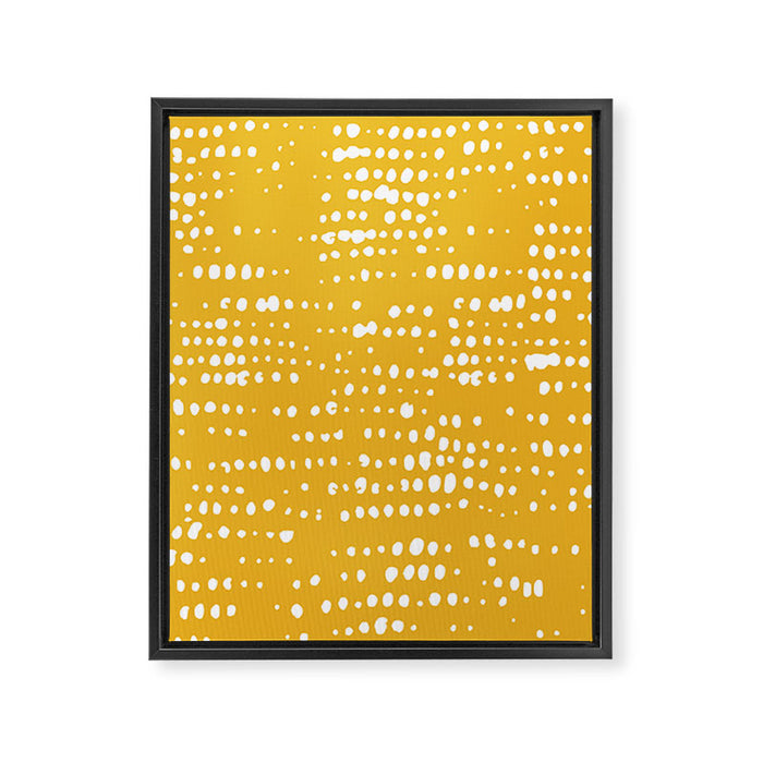 Abstract Spotted Pattern in Yellow Framed Canvas Print Gallery Image 1