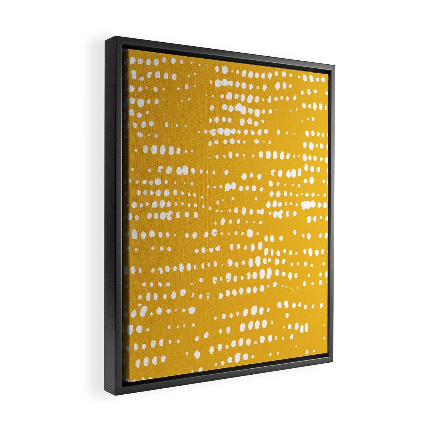 Abstract Spotted Pattern in Yellow Framed Canvas Print Gallery Image 2
