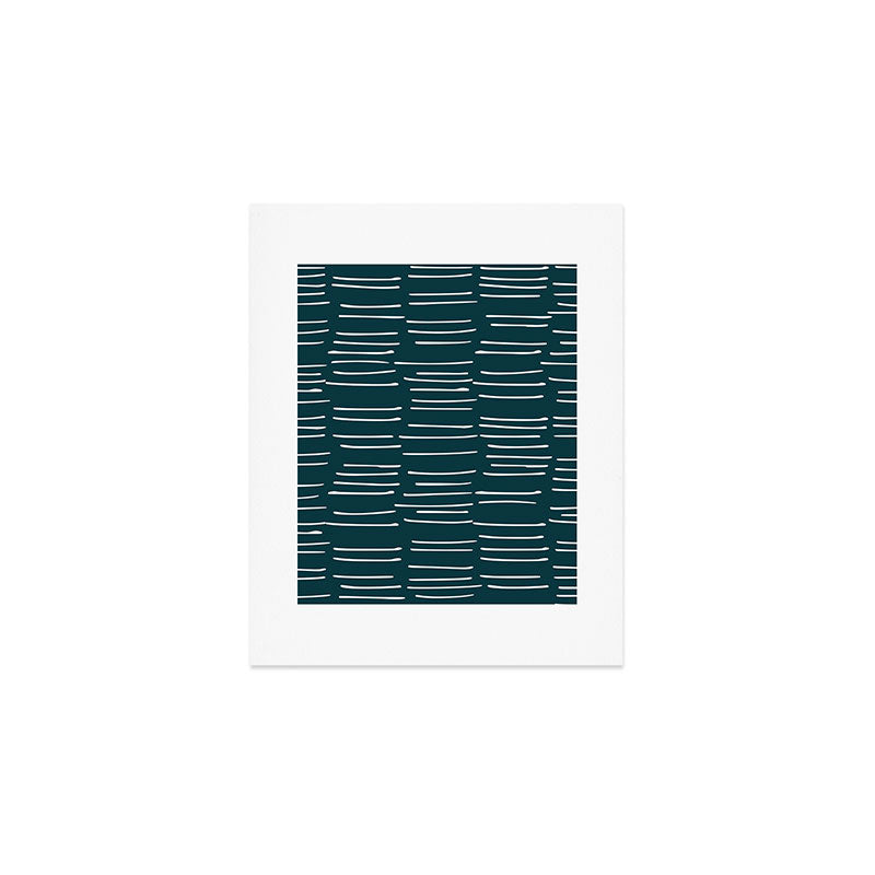 Abstract Stripes in Dark Teal Art Print Gallery Image 1