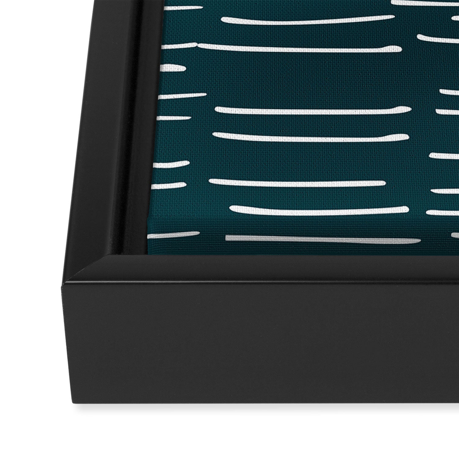 Abstract Stripes in Dark Teal Framed Canvas Print Gallery Image 3