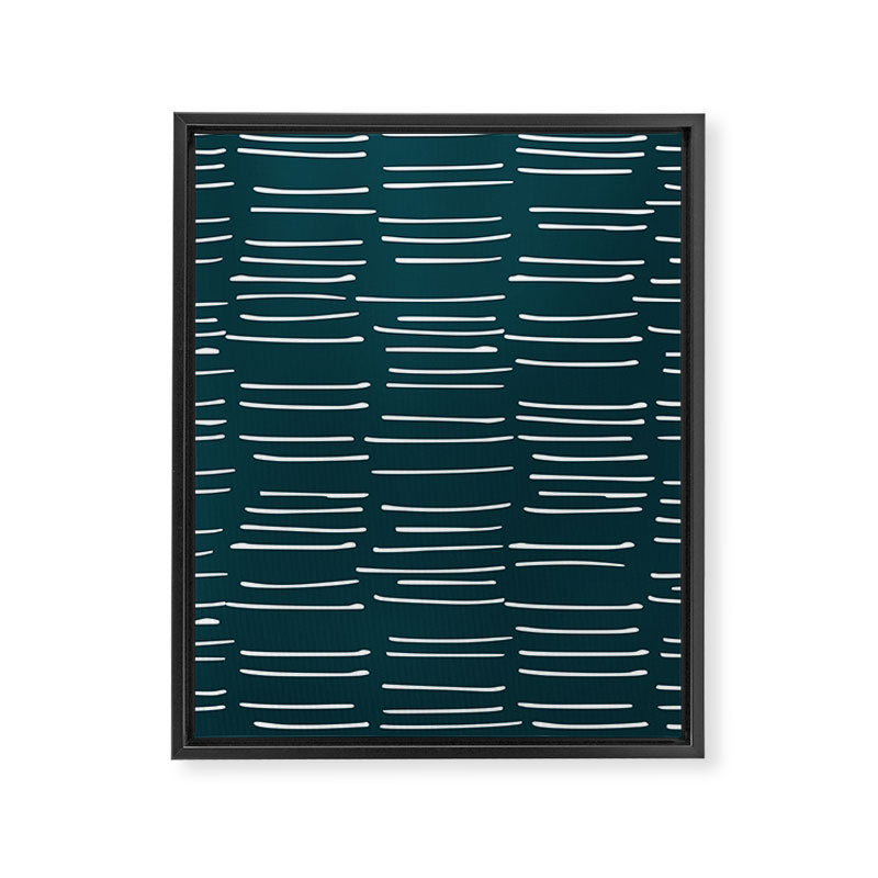 Abstract Stripes in Dark Teal Framed Canvas Print Gallery Image 8