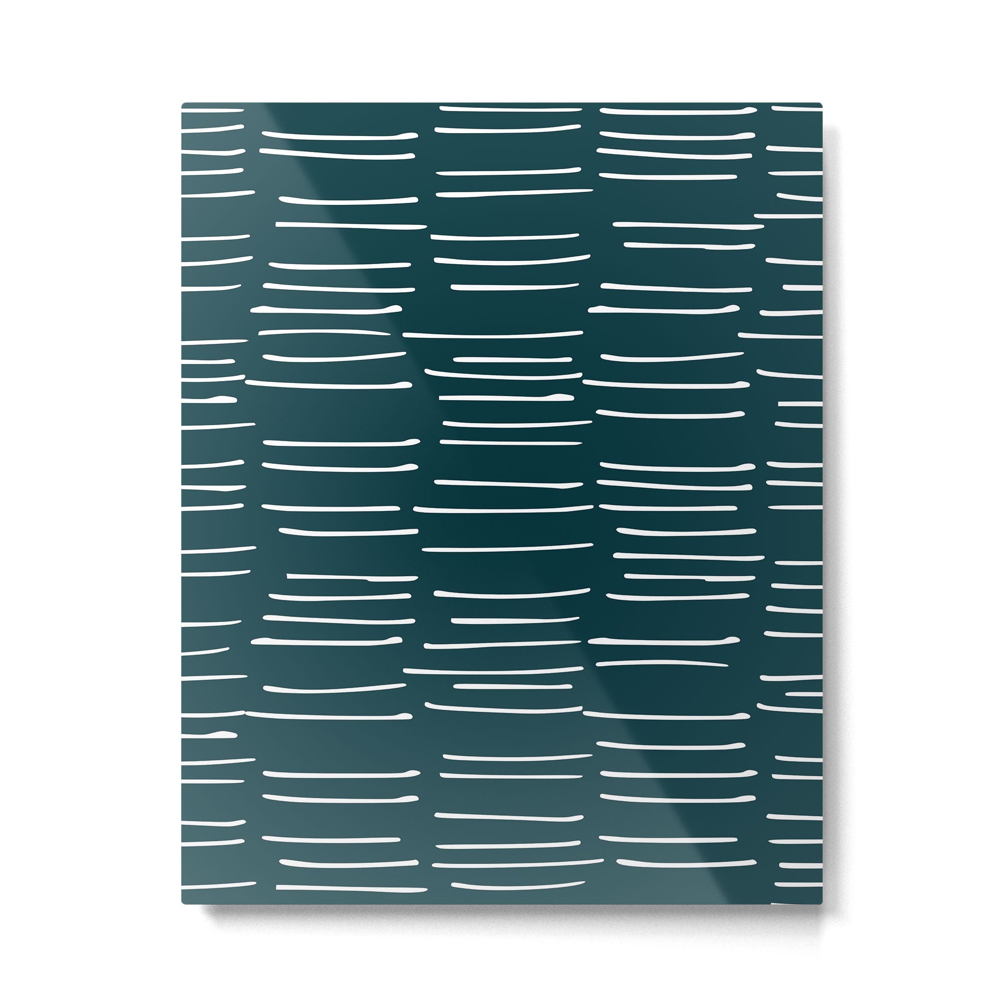 Abstract Stripes in Dark Teal Metal Print Gallery Image 6