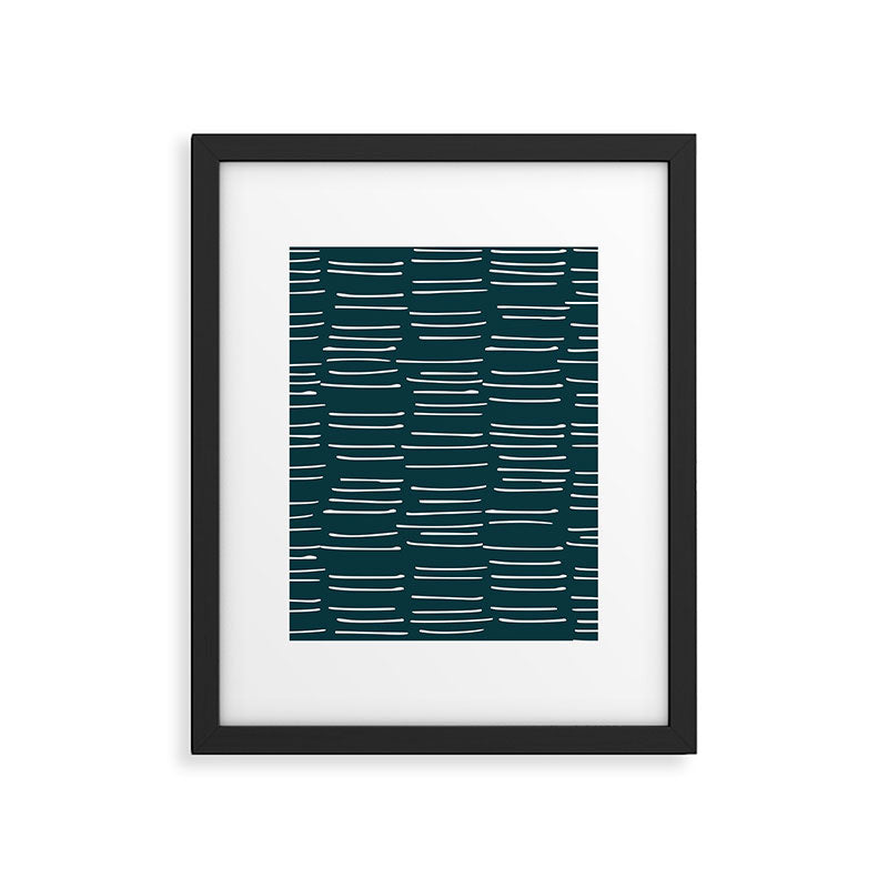Abstract Stripes in Dark Teal Framed Art Print Gallery Image 6