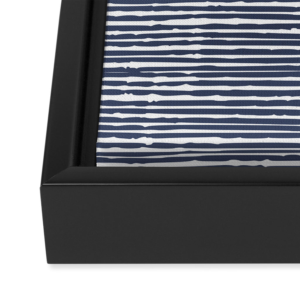 Abstract Stripes Pattern, Indigo, Navy Blue Framed Canvas Print Gallery Image 3
