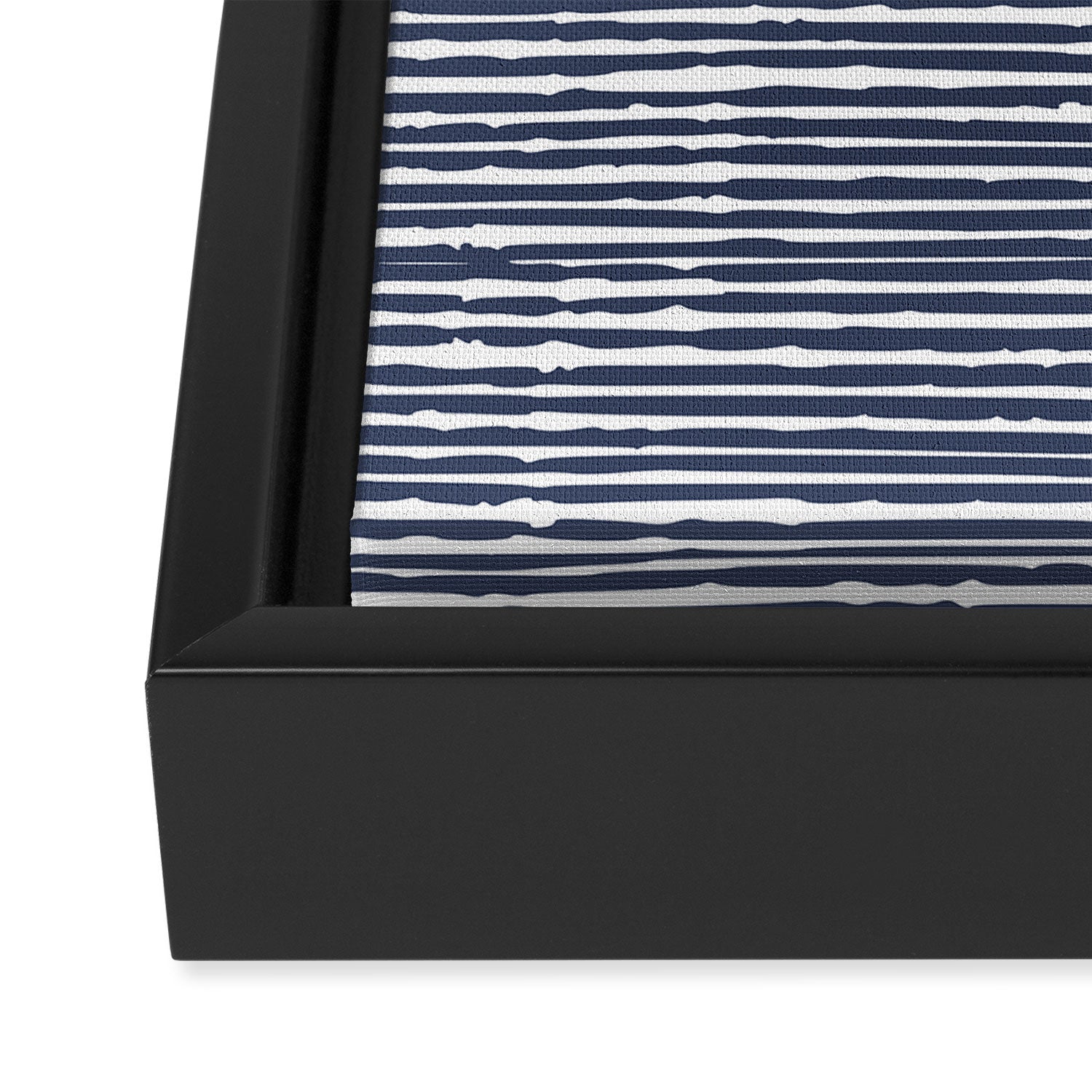 Abstract Stripes Pattern, Indigo, Navy Blue Framed Canvas Print Gallery Image 3