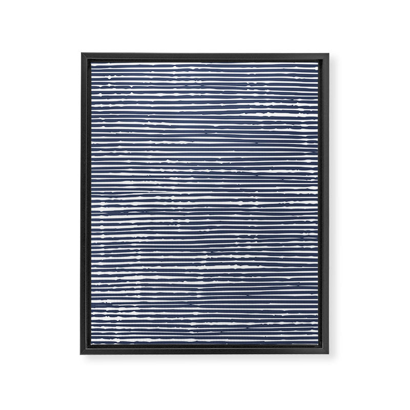 Abstract Stripes Pattern, Indigo, Navy Blue Framed Canvas Print Gallery Image 8