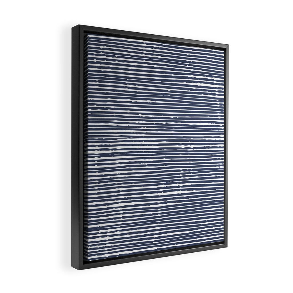 Abstract Stripes Pattern, Indigo, Navy Blue Framed Canvas Print Gallery Image 2
