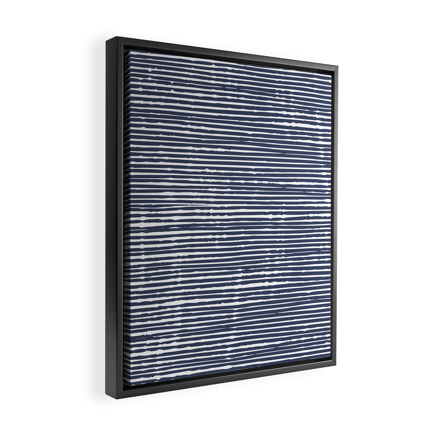 Abstract Stripes Pattern, Indigo, Navy Blue Framed Canvas Print Gallery Image 2