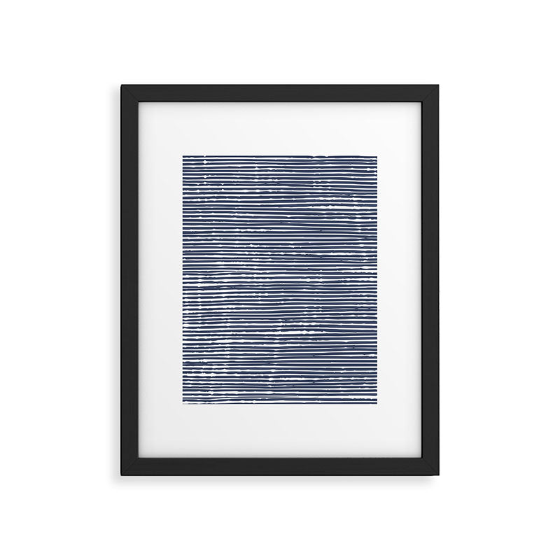 Abstract Stripes Pattern, Indigo, Navy Blue Framed Art Print Gallery Image 4