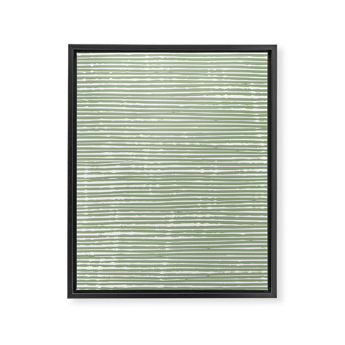 Abstract Stripes, Sage Green, Boho Wall Art Framed Canvas Print Gallery Image 1