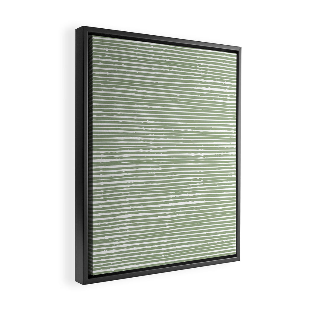 Abstract Stripes, Sage Green, Boho Wall Art Framed Canvas Print Gallery Image 2