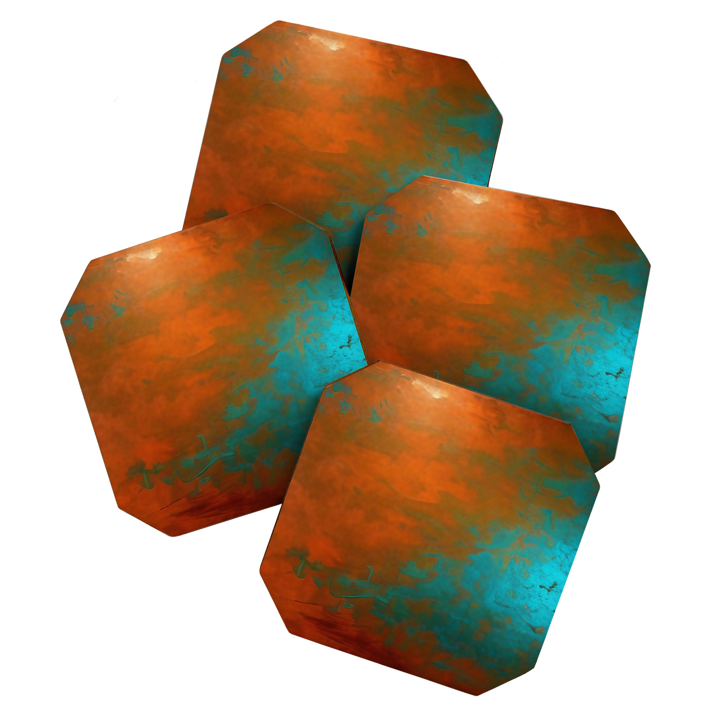 Aesthetic Copper and Aqua Blue Rust Coaster Gallery Image 1