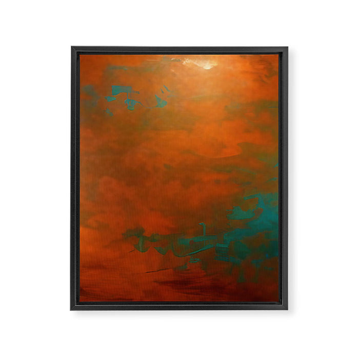 Aesthetic Copper and Aqua Blue Rust Framed Canvas Print Gallery Image 1