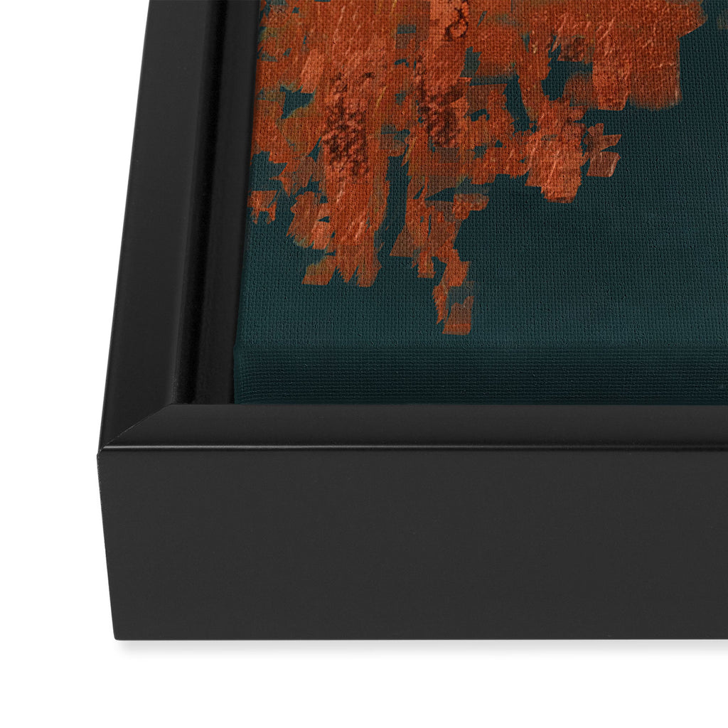 Aesthetic Grunge Copper and Teal Green Rust Framed Canvas Print Gallery Image 3