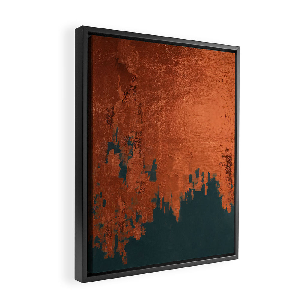 Aesthetic Grunge Copper and Teal Green Rust Framed Canvas Print Gallery Image 2