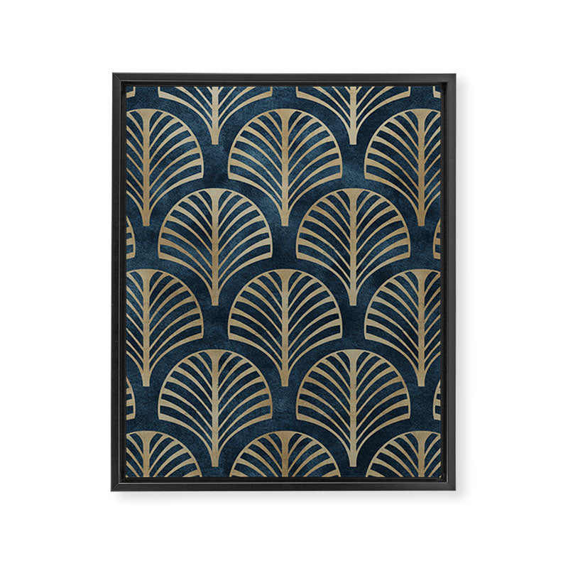 Art Deco, Decorative Fan Leaves Framed Canvas Print Gallery Image 8