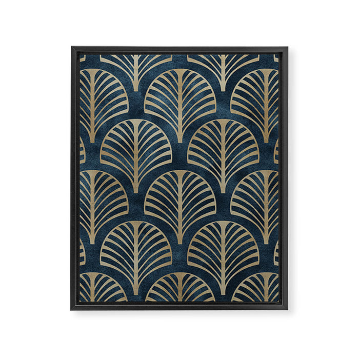 Art Deco, Decorative Fan Leaves Framed Canvas Print Gallery Image 1