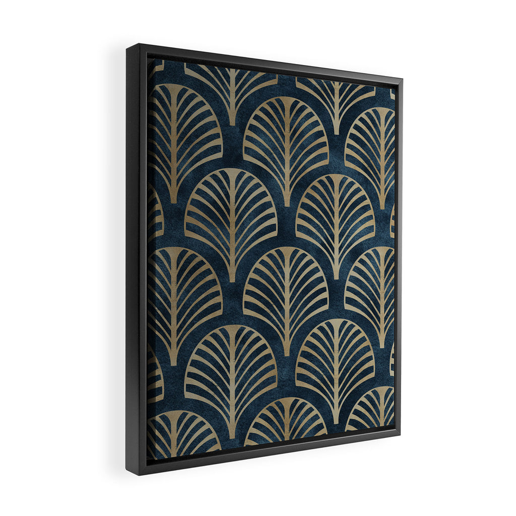 Art Deco, Decorative Fan Leaves Framed Canvas Print Gallery Image 2