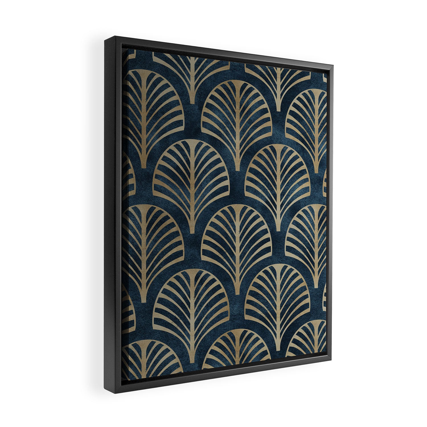 Art Deco, Decorative Fan Leaves Framed Canvas Print Gallery Image 2
