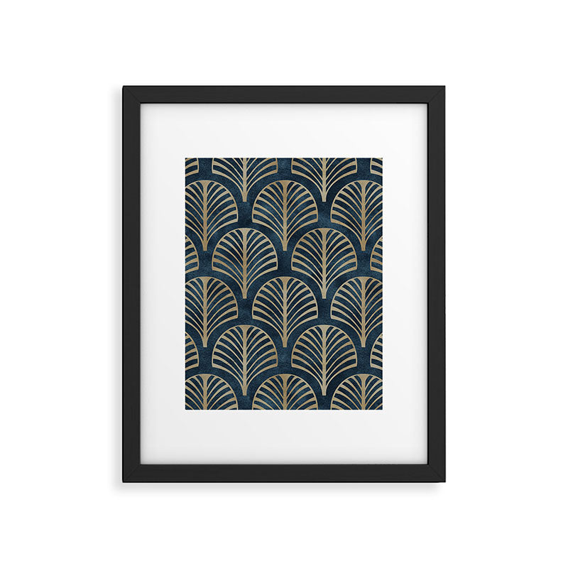 Art Deco, Decorative Fan Leaves Framed Art Print Gallery Image 6