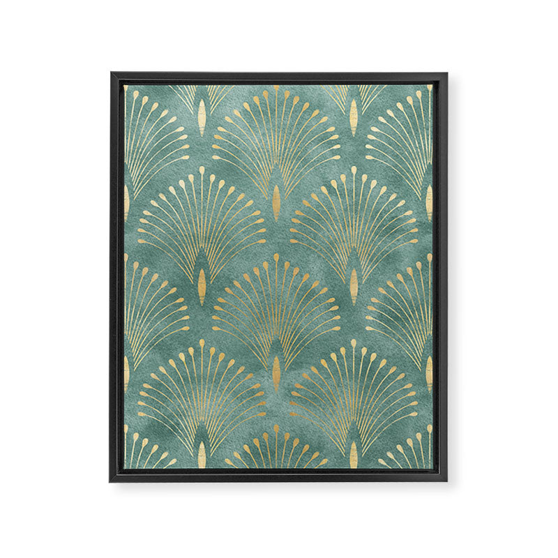 Art Deco, Decorative Leaf Pattern Framed Canvas Print Gallery Image 8