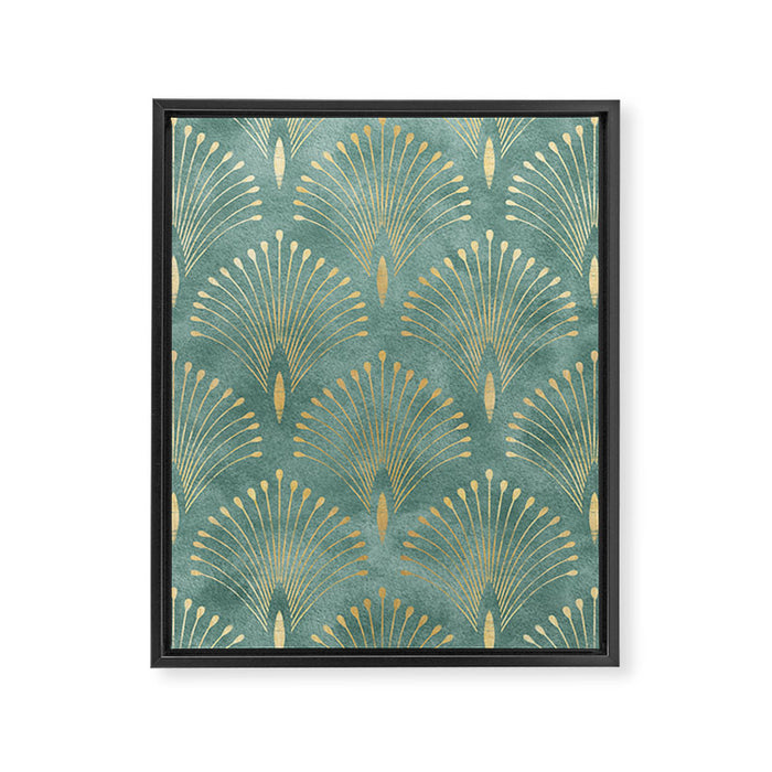 Art Deco, Decorative Leaf Pattern Framed Canvas Print Gallery Image 1