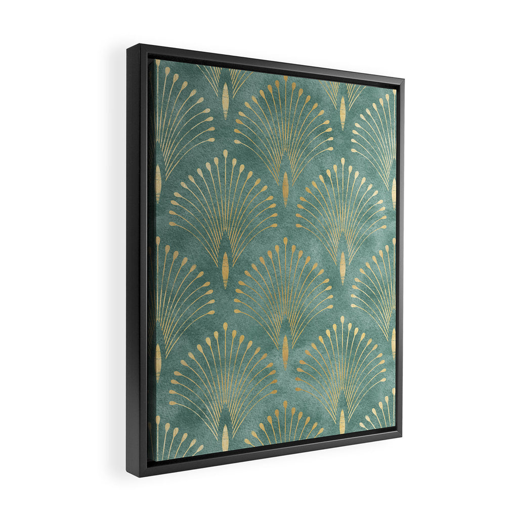 Art Deco, Decorative Leaf Pattern Framed Canvas Print Gallery Image 2