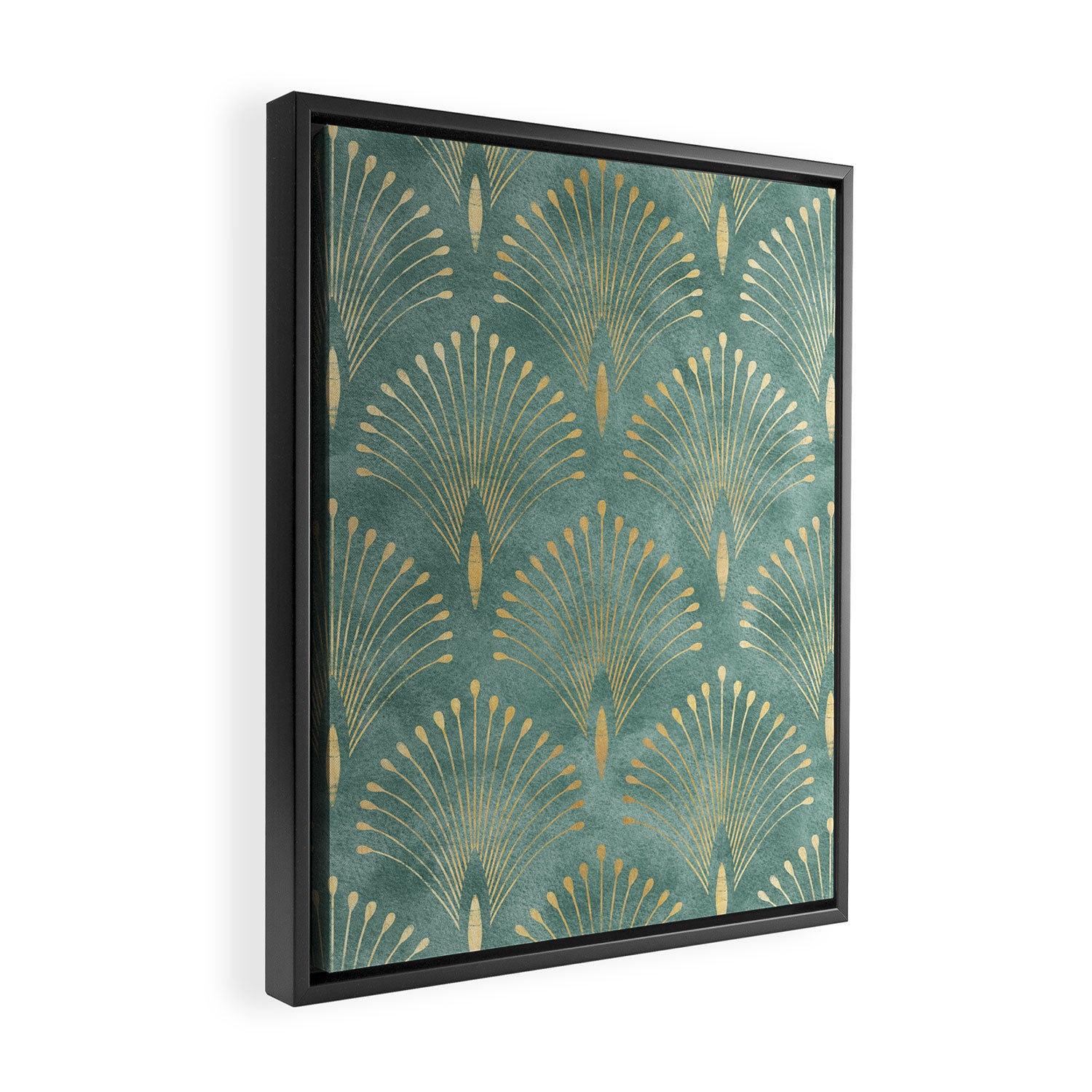 Art Deco, Decorative Leaf Pattern Framed Canvas Print Gallery Image 2
